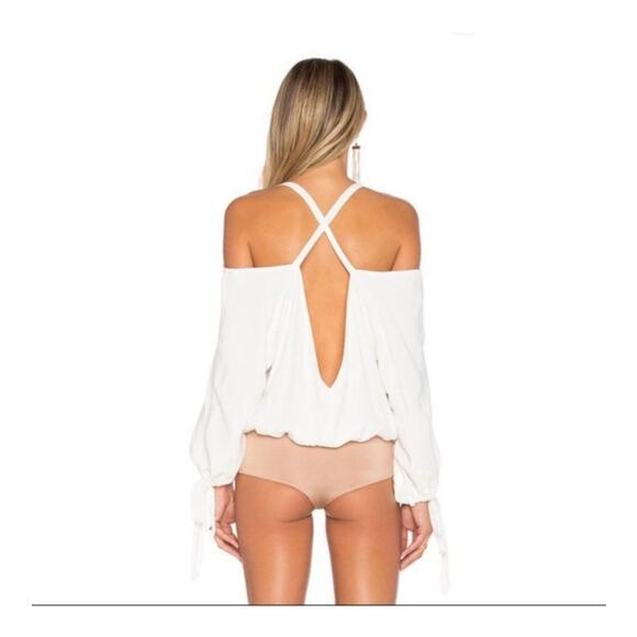 For Love & Lemons V-Neck White Womens Bodysuit Size Small - Picture 7 of 13